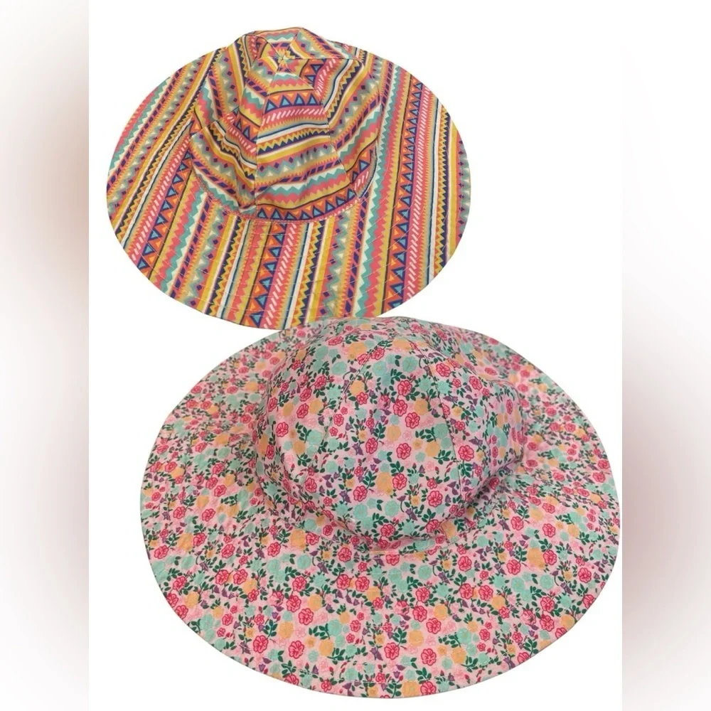 San Diego Hat Company Colorful Reversible Patterned Kids Sun Hat 5-7Y EUC
